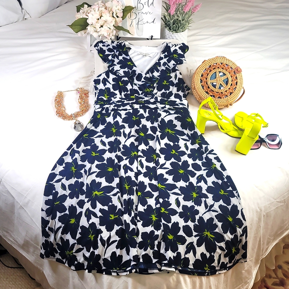 Vintage Evan Picone Faux Wrap Dress Size 14